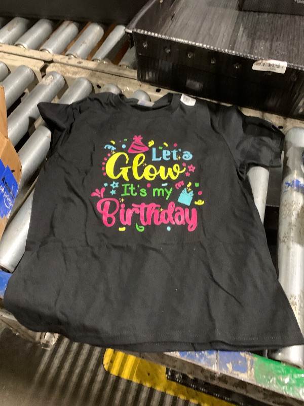 Photo 1 of "LETS GLOW ITS MY BIRTHDAY" BLACK, KIDS SIZE MEDIUM