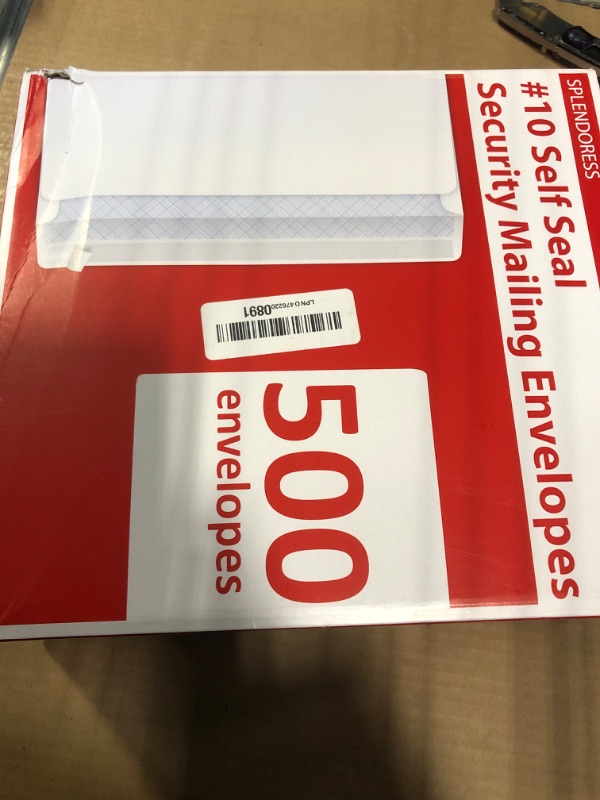 Photo 1 of #10 Envelopes Letter Size Self Seal | 500 Business Mailing Security Peel and Sealing Envelope | 100% Tinted | no 10 White Windowless Legal Regular Plain Envelops Pack | 4-1/8 x 9-1/2 Inches | 24 LB