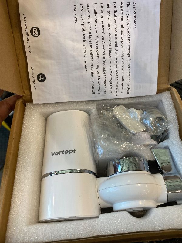Photo 1 of *MINOR DAMAGE - USED*
Vortopt Advanced Sink Faucet Filter,NSF Certified Faucet Installation System,400 Gallon Capacity,Can Reduce 99% Chlorine and Odors,with 1 Water Filter?T1-White?