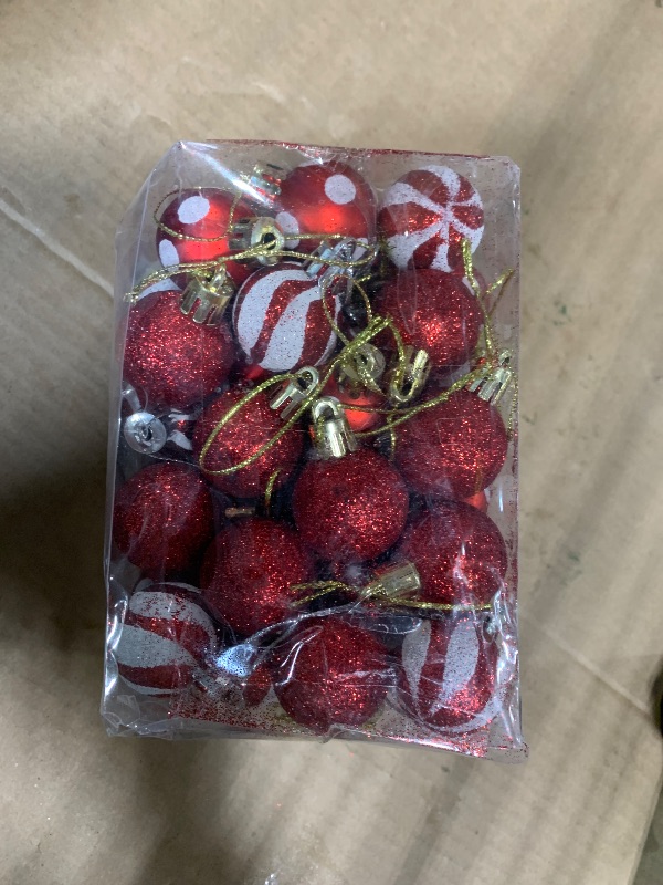 View 2 of Small Red Christmas Ornaments Balls, Mini Red Ornaments for Mini Christmas Tree, Small Shatterproof Valentine Tree Decorative Hanging Bulbs Ball for Xmas Outdoor Party Decorations, 1.2 inch