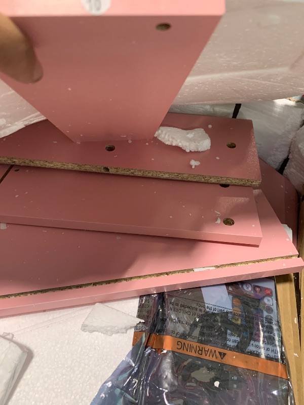 Photo 1 of *&**LITTLE DENTDS*** FINAL SALE** MISSWING SCREWS***HUANLEGO Vanity Desk with Mirror and Lights, Makeup Vanity with Mirror and LED Lights & Power Outlet, 3 Drawers and Cabinets, 3 Lighting Modes Dressing Table Set for Girls Women Bedroom,Pink