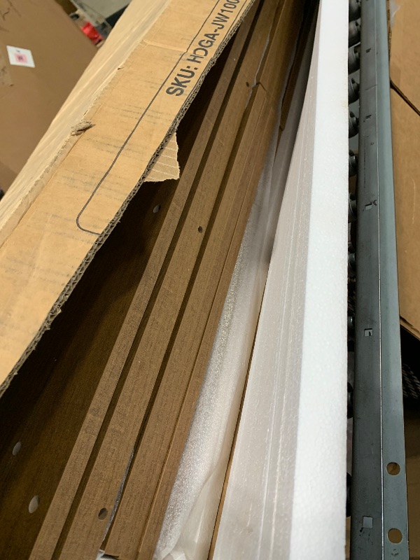 Photo 1 of ***DENTS AMD MISSING SCREWS!!!FINAL SALE**!!!LITTLE TREE 63" L Shaped Executive Desk with Storage, Farmhouse Home Office Desk with 2-Tier Cabinets and Shelves, Large Wooden Computer Table Business Furniture Workstation Set, Brown