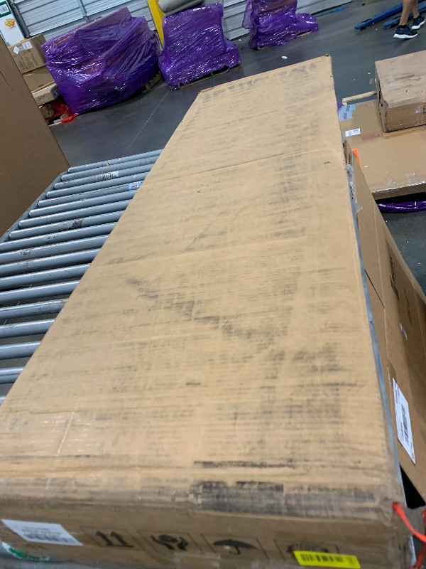 Photo 1 of ***DENTS AMD MISSING SCREWS!!!FINAL SALE**!!!LITTLE TREE 63" L Shaped Executive Desk with Storage, Farmhouse Home Office Desk with 2-Tier Cabinets and Shelves, Large Wooden Computer Table Business Furniture Workstation Set, Brown