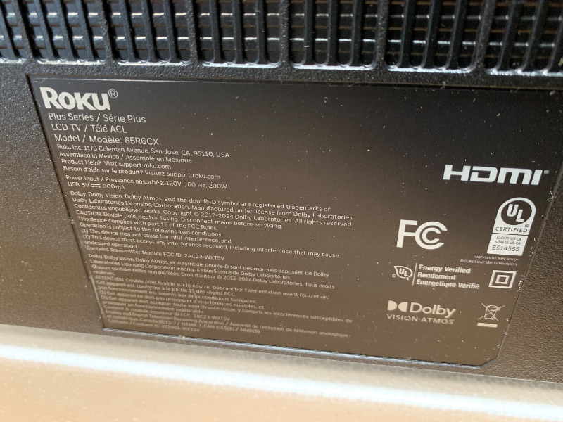 Photo 1 of ** TESTED FUNCTIONAL/ ACCESORIES INCLUDED** Roku Smart TV – 65-Inch Plus Series, Mini-LED TV – RokuTV with Enhanced Voice Remote – Flat Screen 4K QLED Television with Dolby Vision & Wi-Fi for Streaming Live Local News, Sports
