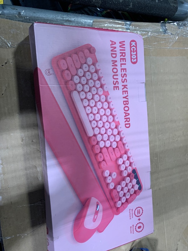 Photo 1 of ( SIMILAR COLOR LIGHTR SHADE )
Wireless Keyboard and Mouse Combo, Typewriter Keyboard with Magnetic Wrist Rest, Full-Size Retro Round Keycaps, Smart-Sleep, 2.4GHz Stable Connection for Mac/Windows/PC, Trueque(Blush Pink)