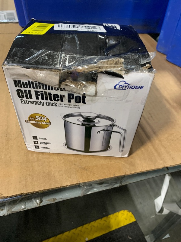 Photo 1 of *MINOR DAMAGE - USED*
DIY HOME Bacon Grease Container, 1.8L / 61fl oz Cooking Oil Storage Strainer Oil Filter with Fine Mesh Strainer 304 Stainless Steel Grease Can for Kitchen Fat Storage
