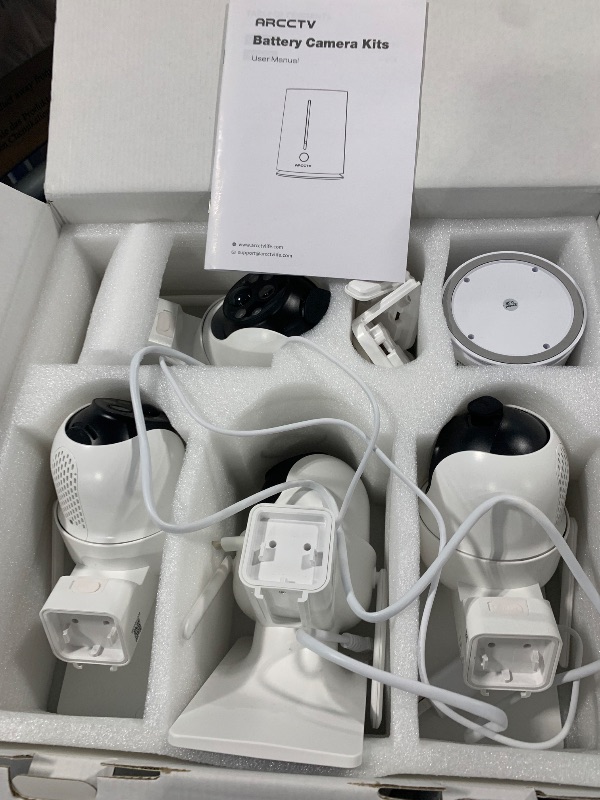 Photo 1 of (3/27/2026) ***NOT WORKING AND MISSING PARTS*** Security Cameras Wireless Outdoor, No Monthly Fee Solar Camera Outdoor Wireless, 4-Camera 2K Home Security Camera System with Base Station, Local Storage, PIR Motion Detection, Color Night Vision