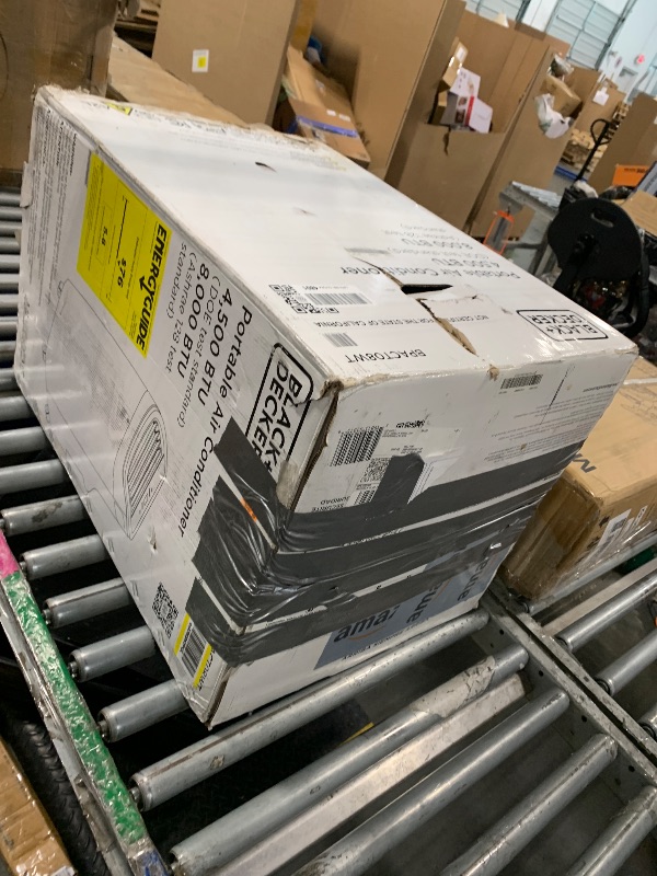 Photo 1 of **Selling for parts ONLY**
BLACK+DECKER Portable Air Conditioner, 8,000 BTU (3,950 BTU SACC) for Rooms up to 400 Sq. Ft., Portable AC with Follow Me Remote Control and Window Kit, BPACT08WT, White
