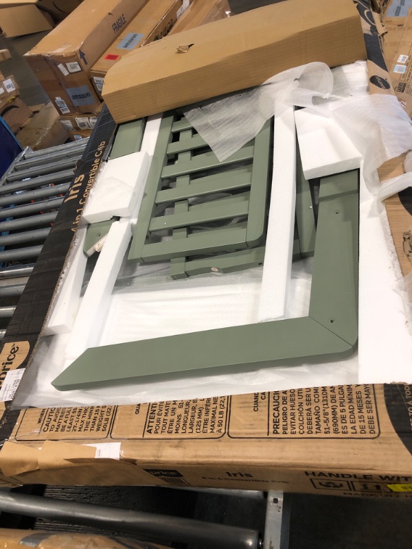 Photo 1 of ** missing instruction manual **** Dream On Me Fisher Price Iris 4-in-1 Convertible Crib in Meadow Green, Greenguard Gold & JPMA Certified, Converts from Baby Crib to Day Bed, Full-Size Bed and Toddler Bed