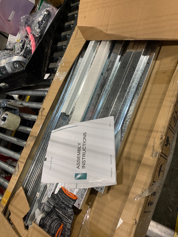 Photo 1 of **Partial Set**
DWVO 12x8ft Large Tool Storage Shed with Window, Lockable Doors, and Sloped Roof, Oversized Steel Outdoor Storage Shed for Garden, Patio, Garage, Backyard, Lawn(Gray + White)