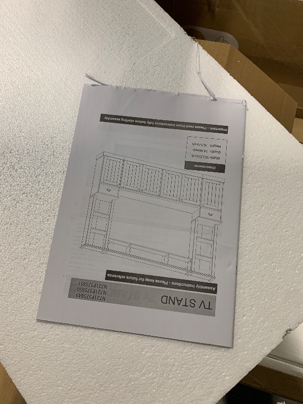 Photo 1 of *** PARTIAL SET MISSING BOX 3 OF 3 *** **** ONLY CONTAINS BOXES 1 &2 ***** Merax Modern TV Stand Set w/Adjustable Bridge, Storage Media Console & Wall Units - Minimalist Entertainment Center for Living Room, White
