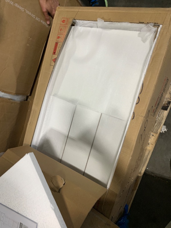 Photo 1 of *** PARTIAL SET MISSING BOX 3 OF 3 *** **** ONLY CONTAINS BOXES 1 &2 ***** Merax Modern TV Stand Set w/Adjustable Bridge, Storage Media Console & Wall Units - Minimalist Entertainment Center for Living Room, White
