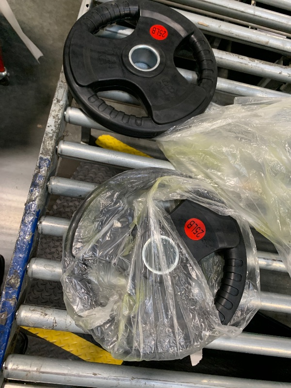 Photo 1 of ***SIMILAR***Fitvids Olympic 2-Inch Cast Iron Plate Weight Plate for Strength Training and Weightlifting, Rubber Coated Style, 25LB Pair