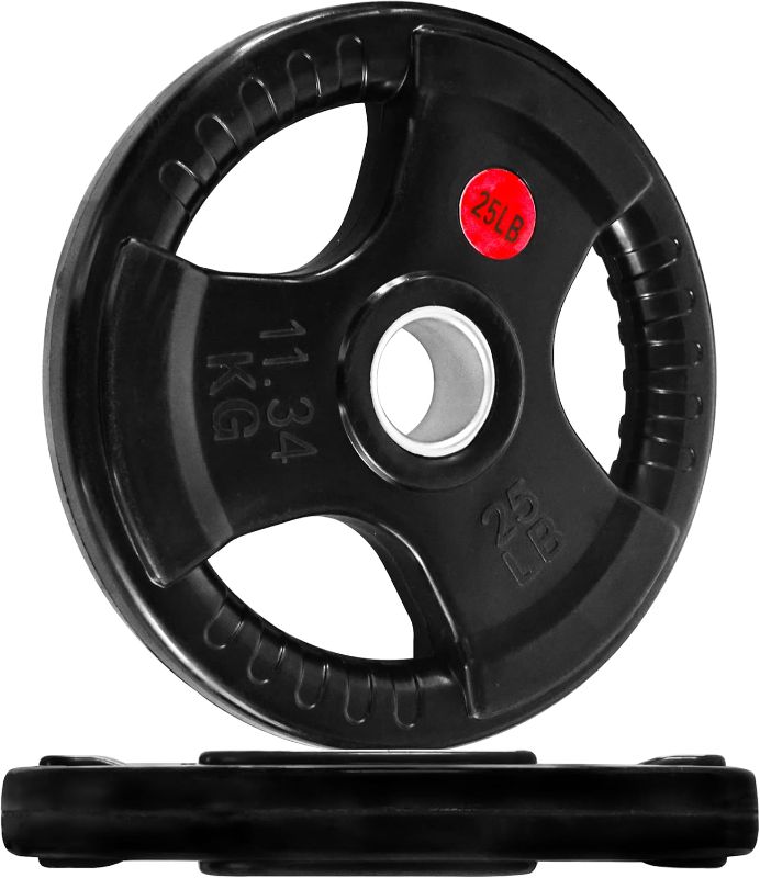 Photo 1 of ***SIMILAR***Fitvids Olympic 2-Inch Cast Iron Plate Weight Plate for Strength Training and Weightlifting, Rubber Coated Style, 25LB Pair