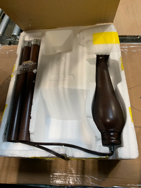Photo 1 of ***** MISSING GLASS SHADE **** HonoDing Torchiere Floor Lamp for Living Room, Standing Lamp with Glass Shade, Iron Brushed Nickel Floor Lamps, Corner Lamps for Bedroom, Office, Reading (Dark Brown)