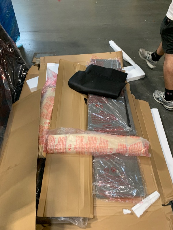 Photo 1 of *** MISSING HARWARE **** DHP Rose Upholstered Platform Bed with Underbed Storage Drawers and Button Tufted Headboard and Footboard, No Box Spring Needed, Full, Gray Linen