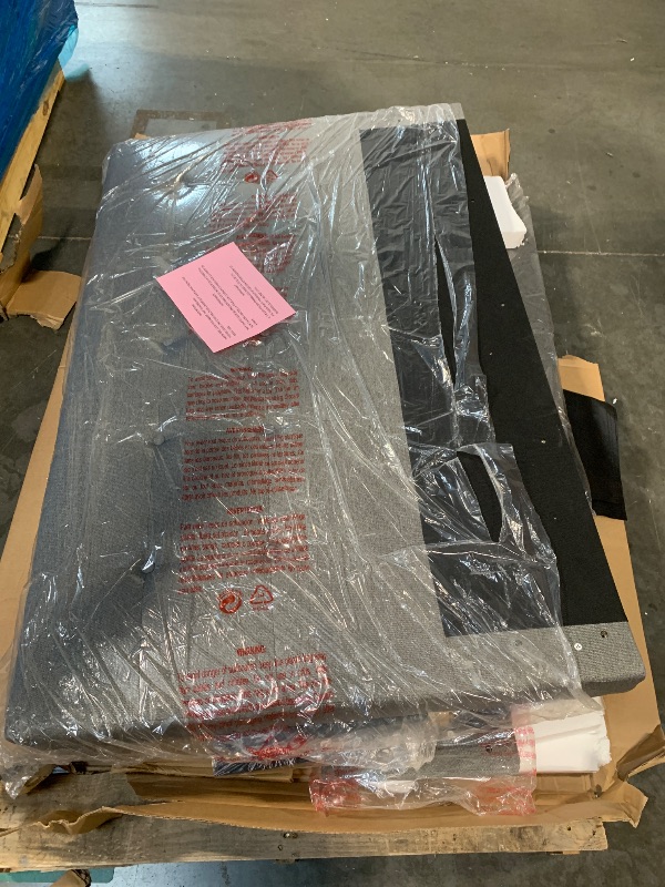 Photo 1 of *** MISSING HARWARE **** DHP Rose Upholstered Platform Bed with Underbed Storage Drawers and Button Tufted Headboard and Footboard, No Box Spring Needed, Full, Gray Linen