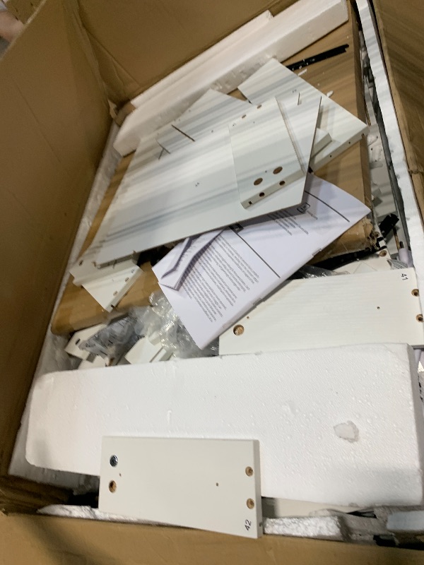 Photo 1 of **** SOME SCREWS MISSING **** YITAHOME Vanity Desk with Mirror and Lights, RGB Makeup Vanity Table Set with 10 Drawers and 4 Storage Shelves, 3 Lighting Modes Adjustable, Large Makeup Dressing Table with Charging Station, White