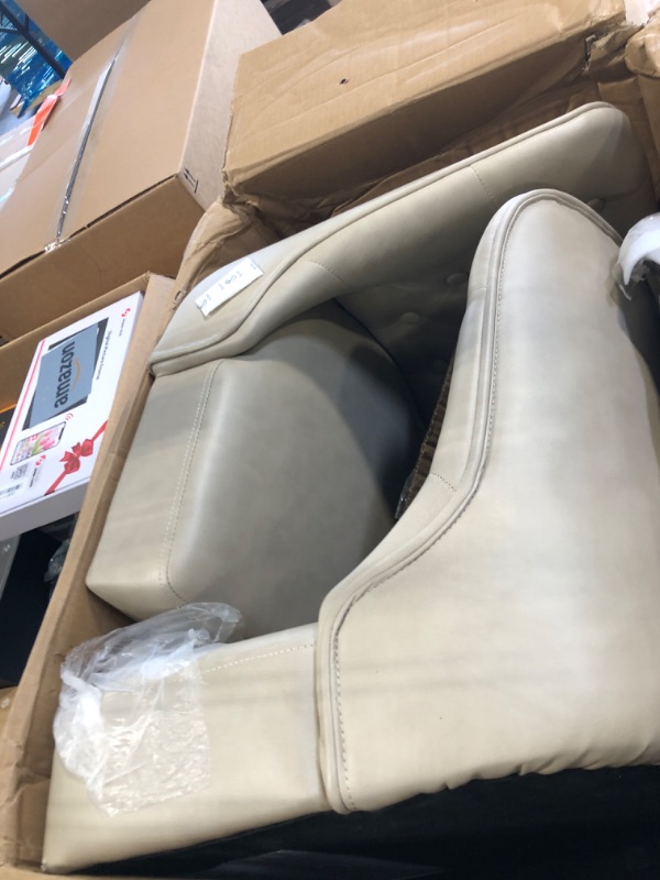 Photo 1 of ** ONLY TWO **** KISLOT Counter Height Swivel Barstools with Back,26" H Seat Height Upholstered Bar Stools for Kitchen Island,Set of 4,Beige Leather