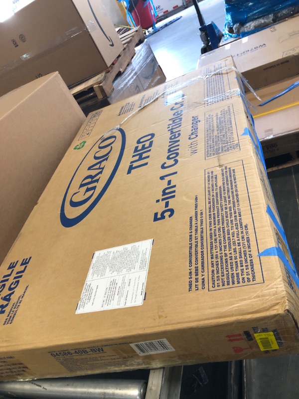 Photo 1 of **MISSING PARTS/check clerk comments**
 Graco Theo 5-in-1 Convertible Crib & Changer (Black) GREENGUARD Gold Certified, Converts to Daybed, Toddler Bed, Full Size Bed, Fits Standard Full-Size Crib Mattress, Adjustable Mattress Height