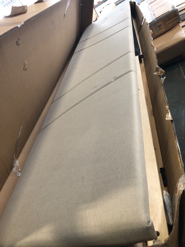 Photo 1 of ** NO RETURN *** Novilla King Size Bed Frame with Adjustable Headboard Platform King Bed Frame Linen Fabric Upholstered Headboard, No Box Spring Needed, Noise-Free, Wooden Slats Support, Easy Assembly, Beige