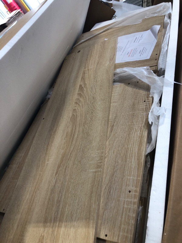 Photo 1 of ** SIMILAR / MISSING PARK / NO RETURNN *** 
PRAISUN 55 Inch L Shaped Office Desk with Power Outlets and Type-C Port, Large Computer Gaming Desk with 3 Fabric Drawers, Mesh Shelves, Corner Study Work Writing Desk, Rustic Brown