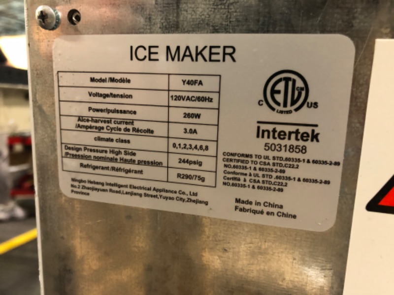 Photo 1 of ****MINOR DENTS, UNBALANCED****
RAPSUAR Under Counter Ice Maker, Ice Maker Machine Commercial, 120Lbs/24H with 35lbs Storage Bin, 40Pcs Cubes in 10Mins, Built in Ice Machine for Home Office Commercial