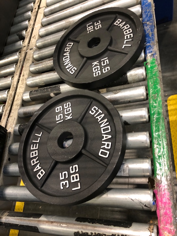 Photo 1 of ****MINOR SCRATCHES****Fitvids 1 Inch Standard Weight Plates, 2x 35 LB Plates for Home Gym Strength Training, Deep Grip Edge