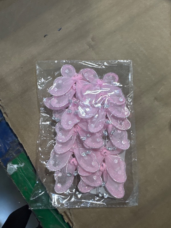 Photo 1 of 13Pcs Pink Organza Wire Butterfly Wedding Decorations