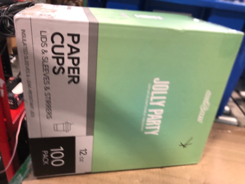 Photo 1 of [100 Pack] 12 oz Paper Coffee Cups, Disposable Paper Coffee Cup with Lids, Sleeves, and Stirrers, Hot/Cold Beverage Drinking Cup for Water, Juice or Tea, Suitable for Home, Shops and Cafes