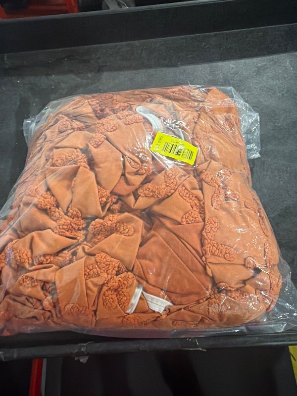 Photo 1 of ***SIMILAR PRODUCT*** Boho Duvet Cover Queen Size, Burnt Orange Tufted Duvet Cover with Zipper & Ties, No Comforter, Shabby Chic Textured Bedding for Farmhouse Country, Breathable & Soft Microfiber
