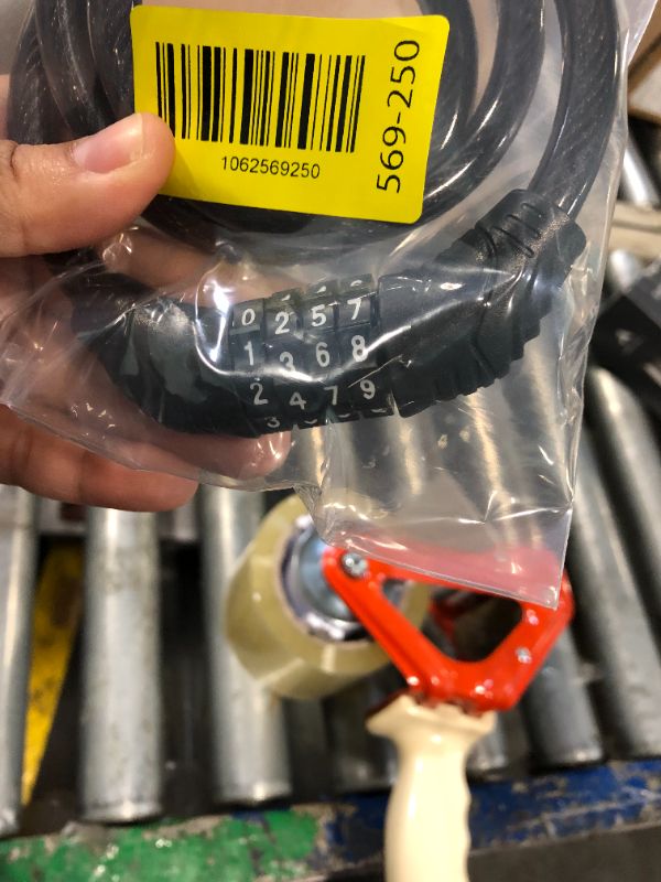 Photo 1 of ****The code to open it is missing, and the company does not have it.*****  Jokmae Long Coiled Security Resettable Combination Bike Cable 4 Digit Lock, Anti-Theft Accessories for Mountain and Road Bike, Electric Bicycle, Scooter, 32 inch