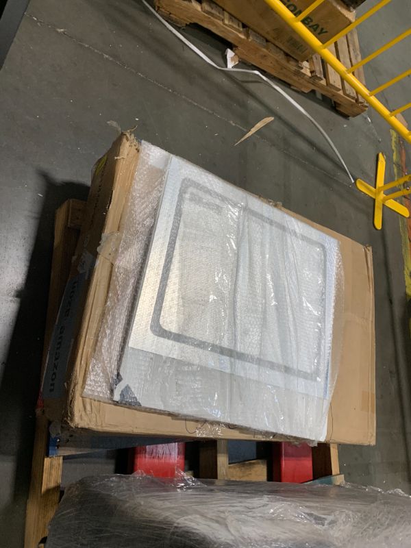 Photo 1 of **FOR PARTS. FINAL SALE. MISSING PIECES. NO RETURN. NO REFUND**

 Makeup Vanity Desk with Smart LED Mirror & Charging Station, 35.4" White Vanity Table Set with Cushioned Stool, 4 Drawers & Hairdryer Rack, Modern Bedroom Dressing Table-White