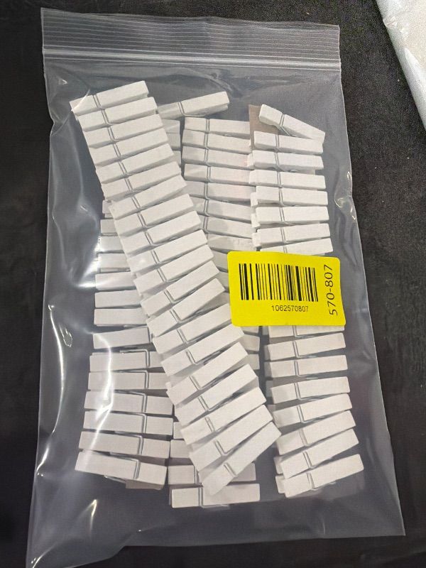 Photo 1 of ** no string**
Mini Photo Clips, 100pcs Clothes Pins for Photos, White Wooden Clothespins with Jute Twine, Small Clothes Pins Tiny Clothespins for Photos, Crafts, Pictures X-SMALL