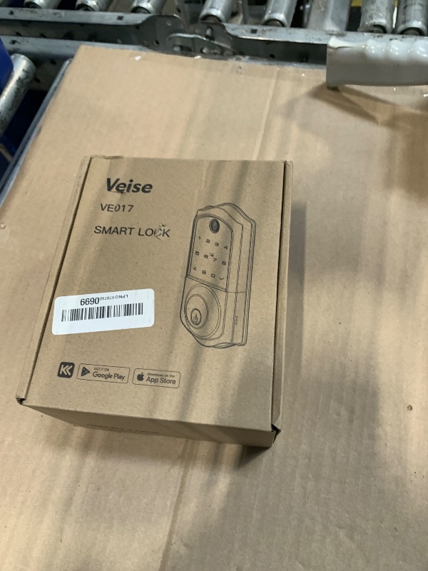 Photo 1 of *** MISSING KEYS *** Veise VE017-H Fingerprint Smart Front Door Lock Set, App Control, 8-in-1 Keyless Entry Deadbolt with Zinc Alloy Handles, Emergency Power Port, Touchscreen Keypad, Auto Lock, Easy Install, Matte Black