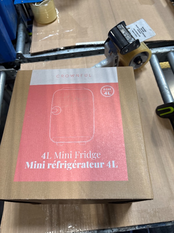 Photo 1 of ****Power cable missing**** CROWNFUL Mini Fridge, 4 Liter/6 Can Portable Cooler and Warmer Personal Refrigerator for Skin Care, Cosmetics, Beverage, Food,Great for Bedroom, Office, Car, Dorm, ETL Listed (White)