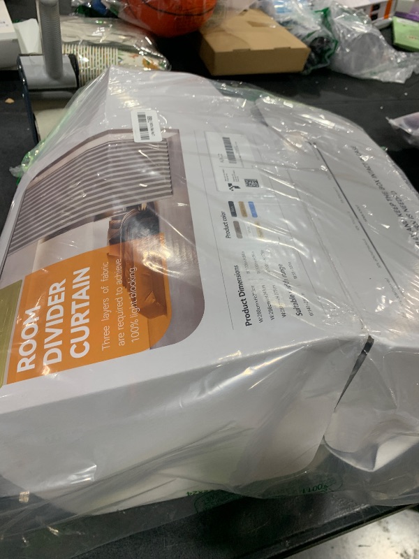 Photo 1 of 100% Blackout Room Divider Curtains - Total Privacy Curtain Panel, Thermal Insulated Noise Reduction Curtains for Bedroom Windows, Include Ceiling Curtain Track(White, W100 x L96, 1 Pack)