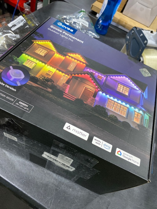 Photo 1 of Govee Permanent Outdoor Lights Pro, 100ft with 60 RGBIC LED Lights for Daily and Accent Lighting, 75 Scene Modes for Outdoor Decor, IP67 Waterproof, Works with Alexa, Google Assistant, Matter, White