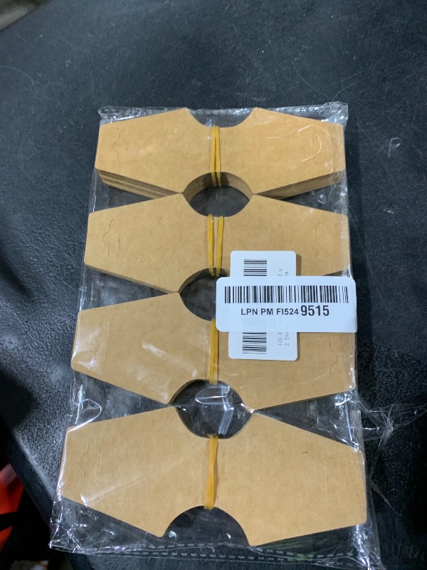 Photo 1 of 100 PCS Necklace Display Cards Holders Jewelry Bracelets Earrings Keychain Rings Hairbands Craft Projects Brown Kraft Paper Hang Tags Card 4.9 x 2 Inches