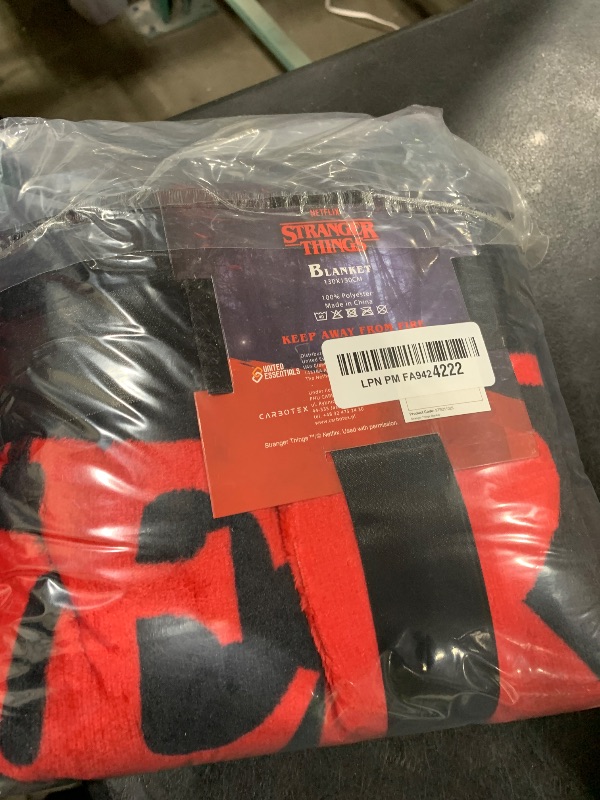 Photo 1 of Stranger Things Blanket Throw Bedroom Accessories Fleece Blanket, Hellfire Club Soft Warm Winter Bed Throw 59.06 x 51.18 in Official Merch (Red)