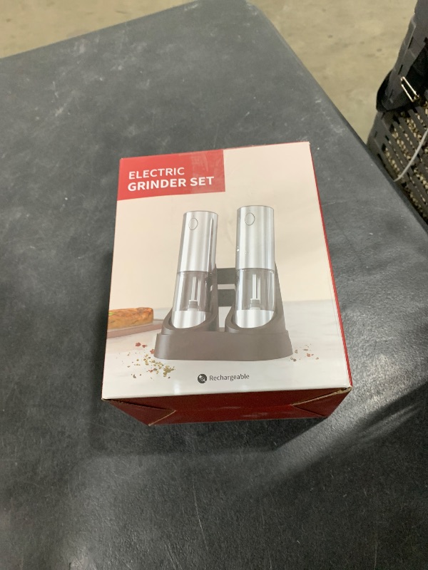 Photo 1 of [Upgraded Larger Capacity]Electric Salt and Pepper Grinder Set Tomentific, Automatic Pepper Mills with Easy-to-Carry Dual Charging Station and Adjustable Coarseness, LED Light, Stainless Steel