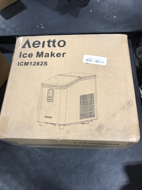 Photo 1 of Aeitto Ice Maker Countertop 26lbs/24H, Ice Machine 8 Ice Cubes Ready in 6 Mins, 2 Sizes of Bullet Ice Portable Ice Makers with Basket & Scoop, Auto Self-Cleaning for Home/Kitchen/Office Stainless