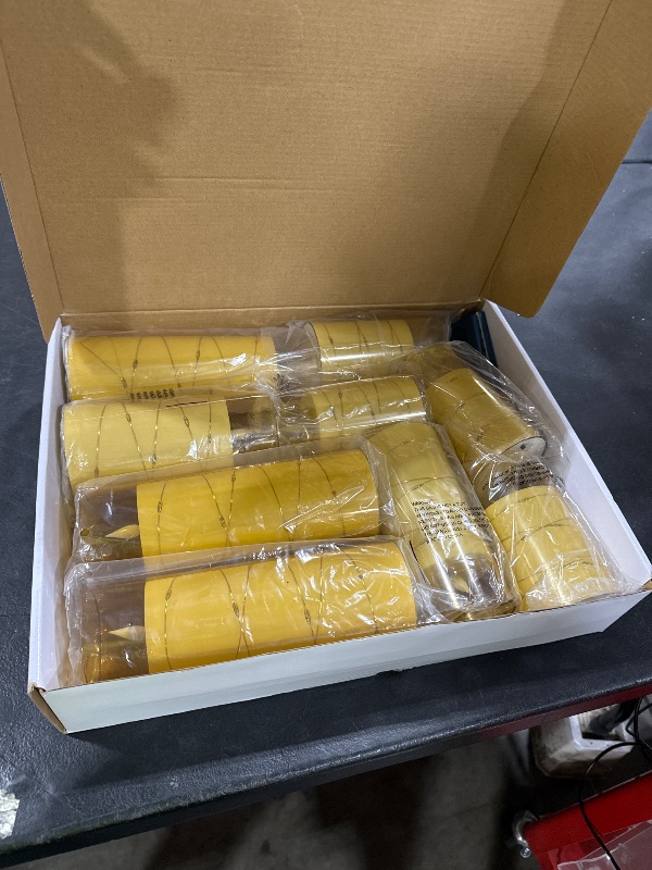 Photo 2 of Homemory 9 Pcs Flameless Candles with Embedded Star String Fairy Lights, Battery Operated Candles, LED Candle, Fake Candles with Remote Control and Timer (Gold)