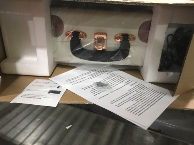 Photo 1 of Turntable Vinyl Record Player 3-Speed Suitcase Portable Belt-Driven Record Player with Built-in Speakers RCA Line Out AUX in Headphone Jack Vintage White