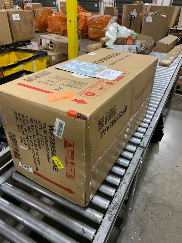 Photo 1 of Merax 5 Piece Round Dining Table Set 4 Retro Chairs with Special-Shaped Table Legs, Exquisitely Designed Hollow Chair Back for Dining Room, Gray