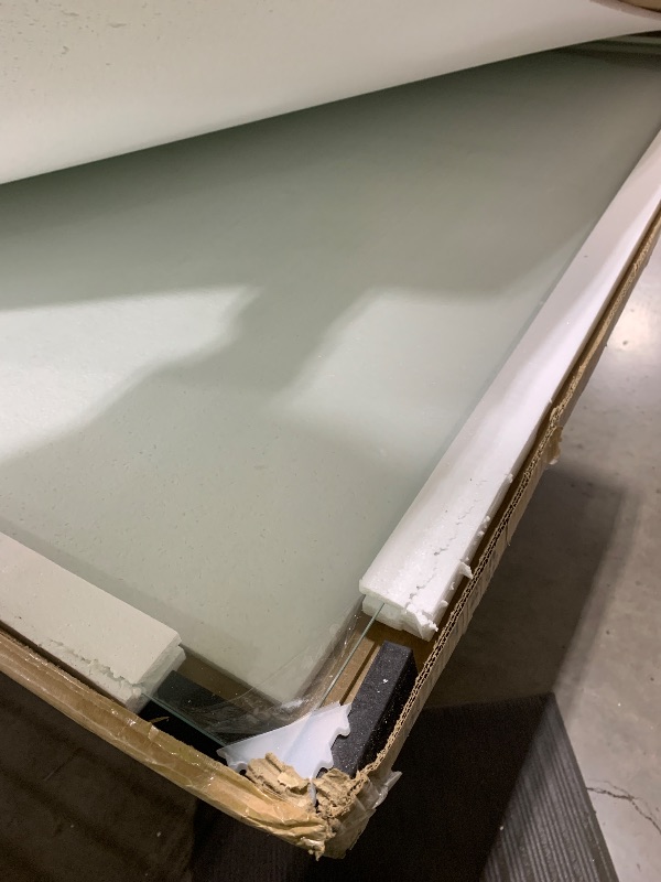 Photo 1 of [Tempered Glass] 48“ x 36” Beveled Edge Glass Chair Mat with Polished Edge Clear Office Chair Mat, Glides Smoothly, Suitable for Carpet or Hardwood Floors