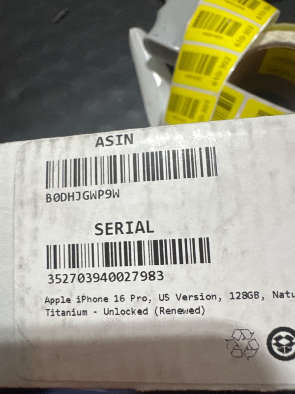 Photo 1 of Apple iPhone 16 Pro, US Version, 128GB, Natural Titanium - Unlocked (Renewed)