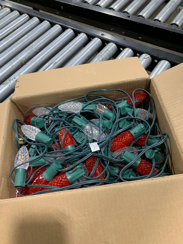 Photo 1 of 100 Feet Commercia Led Outdoor Christmas Lights, Waterproof C9 Christmas String Lights with 100 C9 Strawberry Bulbs Connectable UL Certified for Roofline Patio Holiday Party Backyard Xmas Decor