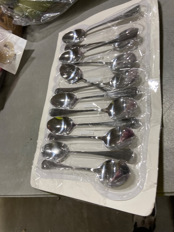 Photo 1 of 12 Pcs Teaspoons Set, Food-Grade Stainless Steel Spoons Silverware, Cutlery Tea Spoons, Durable Dessert Spoons, Metal Spoon for Home, Kitchen or Restaurant, Mirror Polished, Dishwasher Safe 6.7 Inch