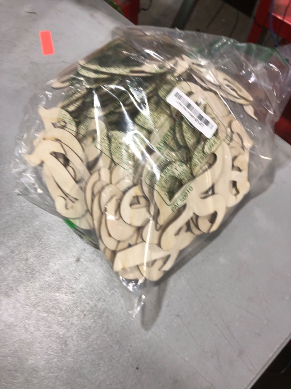 Photo 1 of 4 Inch 138 Pieces Wooden Letters and Numbers,Unfinished Wood Alphabets Cursive Fonrt for DIY Crafts